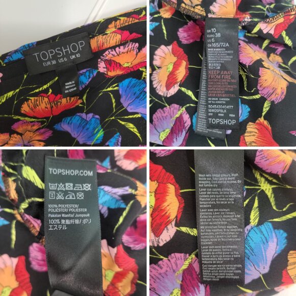 Topshop Multi-Color Poppy Floral 90s Artgirl Quirky Cropped Wide-leg Jumpsuit - Picture 9 of 9